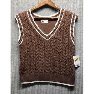 SO Womens Cropped Sweater Vest Size M Varsity Preppy Academia Y2K Collegiate NWT